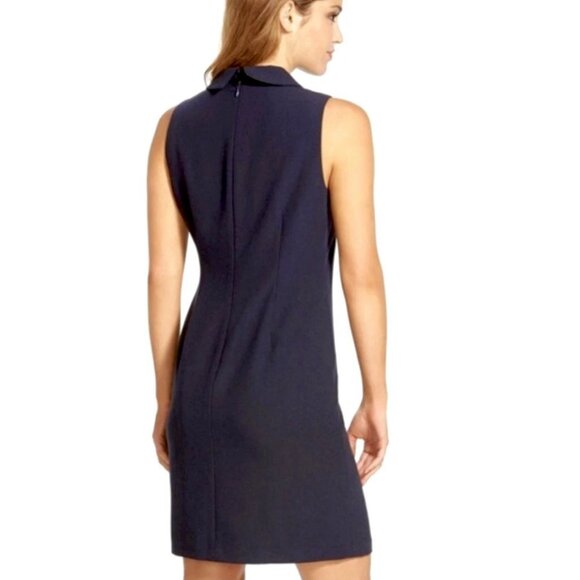 Eliza J Sz 6 Navy Blue Shift Dress Jeweled Collar Sleeveless Classic Preppy - Picture 12 of 15